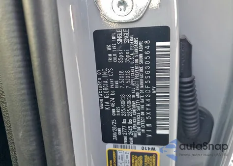 2025 Kia Sportage Sx z USA, uszkodzony, nr VIN 5XYK43DF5SG305648